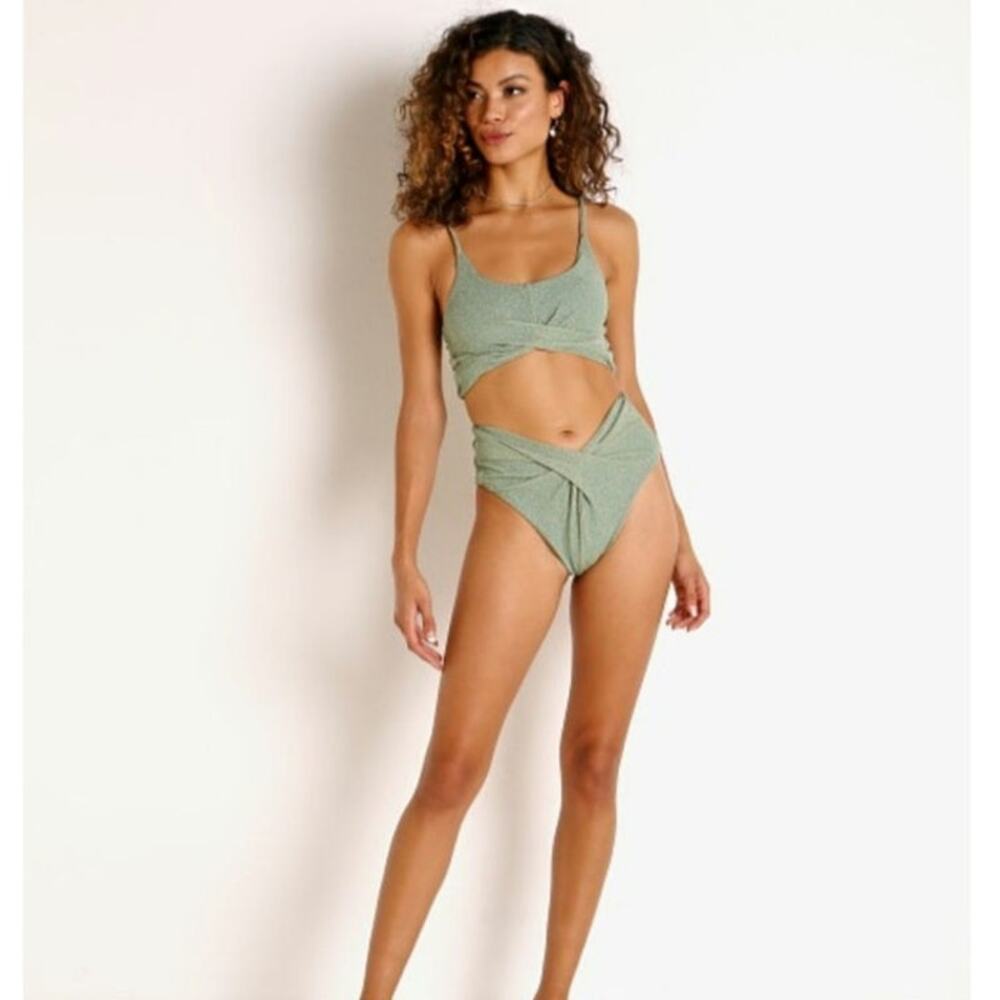 BEACH RIOT Bikini Set Kenzie Top Zuri Bikini Bottom‎ Beryl Green Size: M